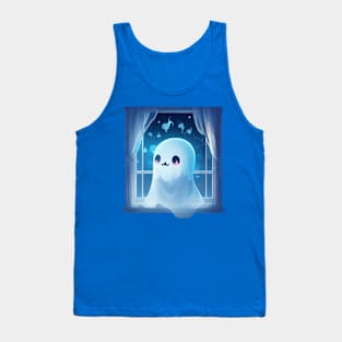 cute little ghost see on a window Tank Top